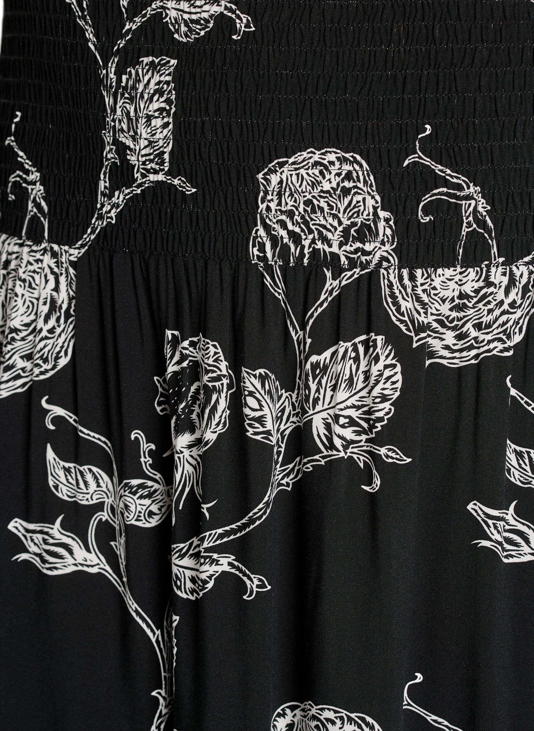 Zizzifashion Viscose maxi skirt with smocking, Black, Packshot image number 2