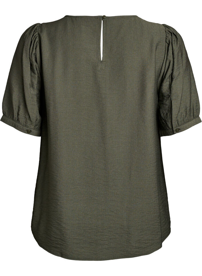 Viscose blouse with 1/2 sleeves, Green, Packshot image number 1