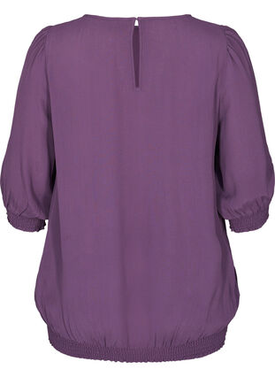 Viscose blouse with 3/4 sleeves and smock, Vintage Violet, Packshot image number 1