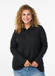 Long-sleeved polo in stretchy ribbed quality, Black, Model image number 0
