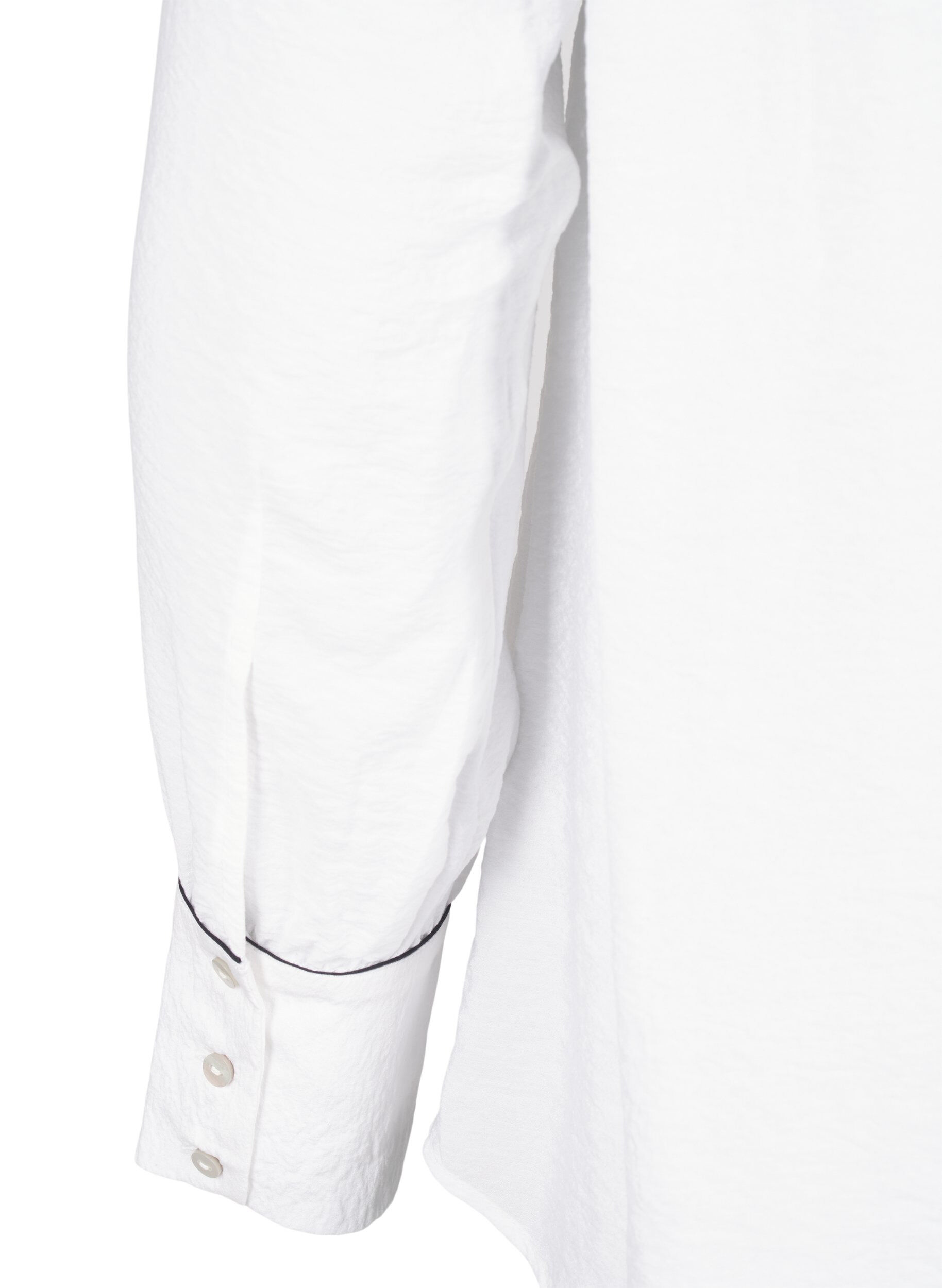 Zizzifashion Long-sleeved viscose shirt blouse with ruffle, White, Packshot image number 3