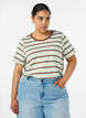 Striped organic cotton T-shirt, Brown, Model image number 0