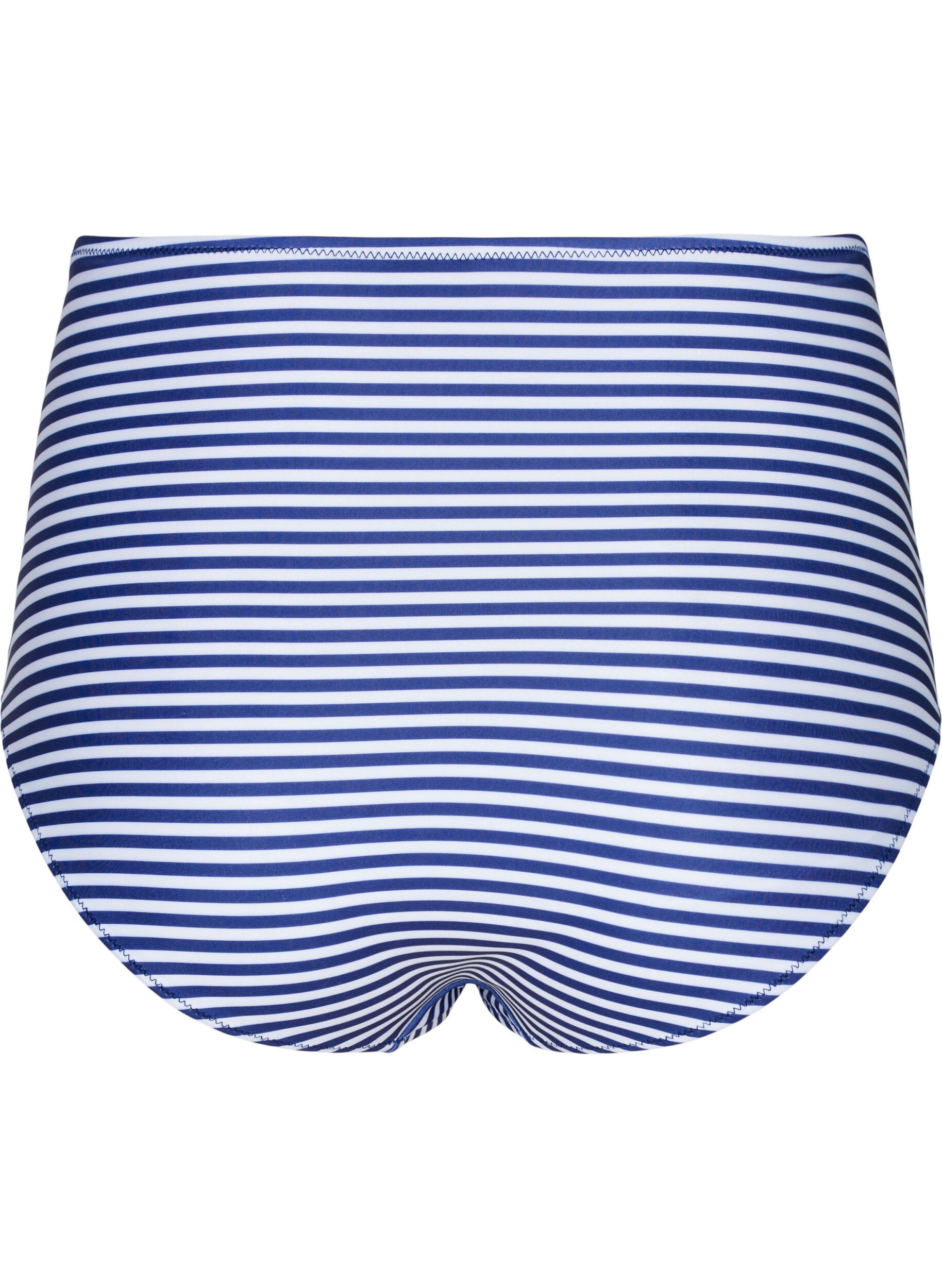 Zizzifashion Striped bikini bottom with high waist, Blue, Packshot image number 1