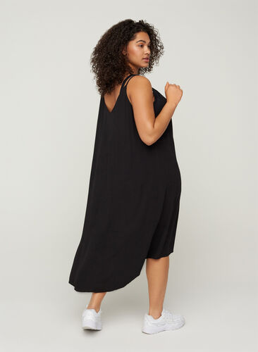 Button-through beach dress in viscose, Black, Model image number 0