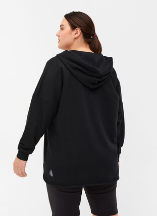 Sweatshirt with hood and slits, Black, Model image number 1