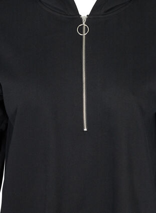 Sweater dress with a hood and zip, Black, Packshot image number 2