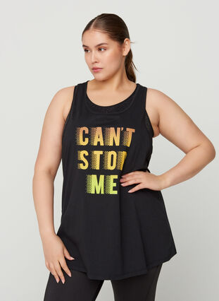 Sports top with print, Black Yellow Print, Model image number 0