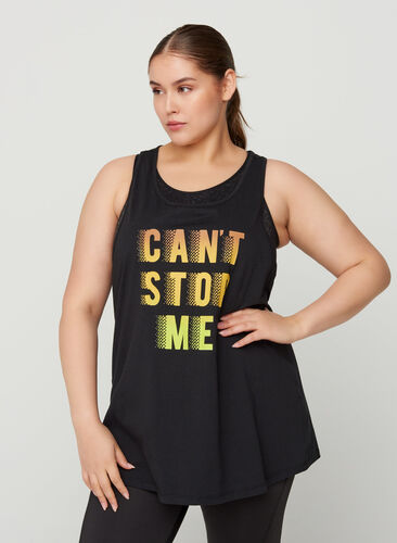 Sports top with print, Black Yellow Print, Model image number 0
