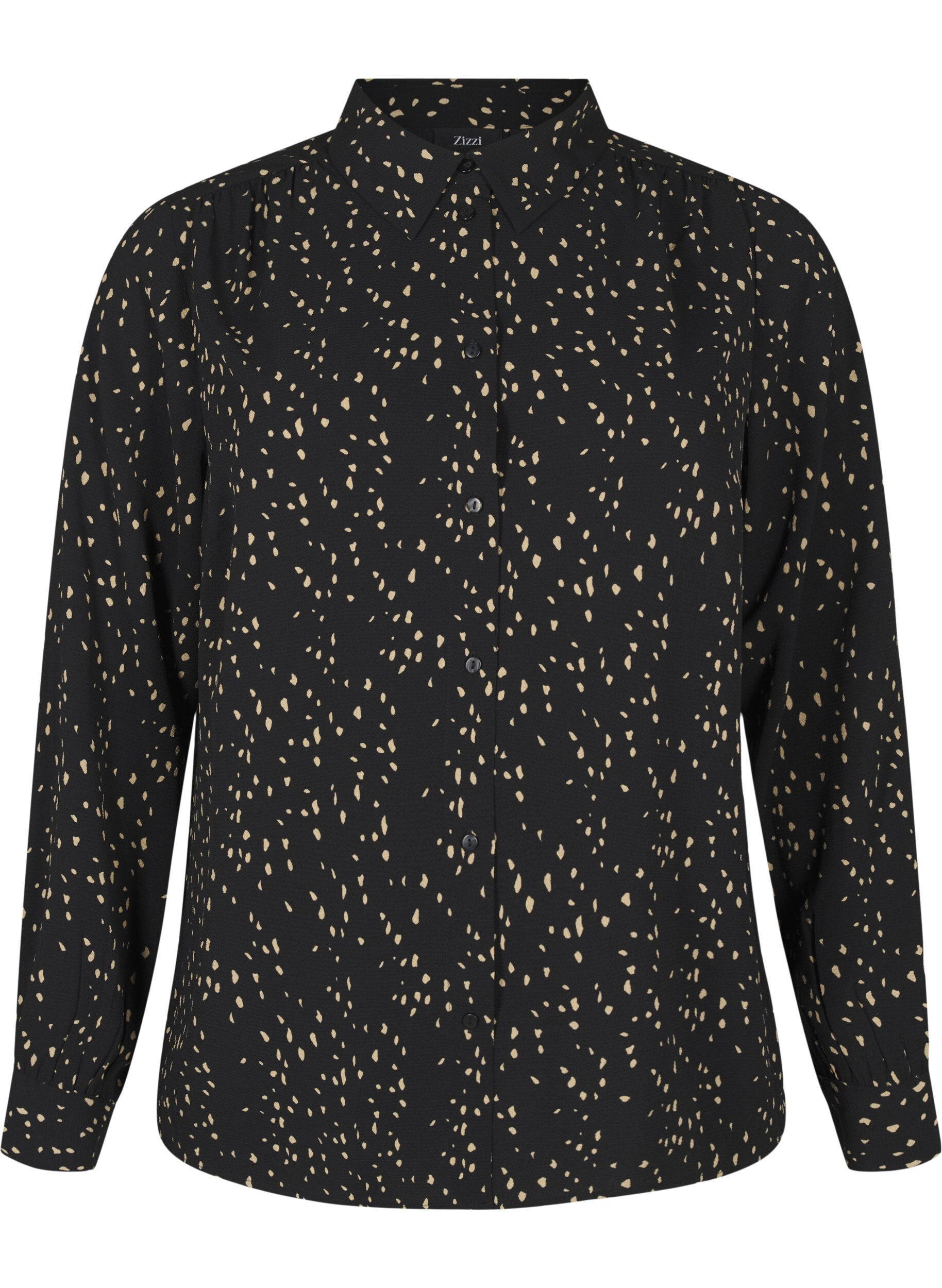 Zizzifashion Dotted shirt with collar, Black w. Dot AOP, Packshot image number 0