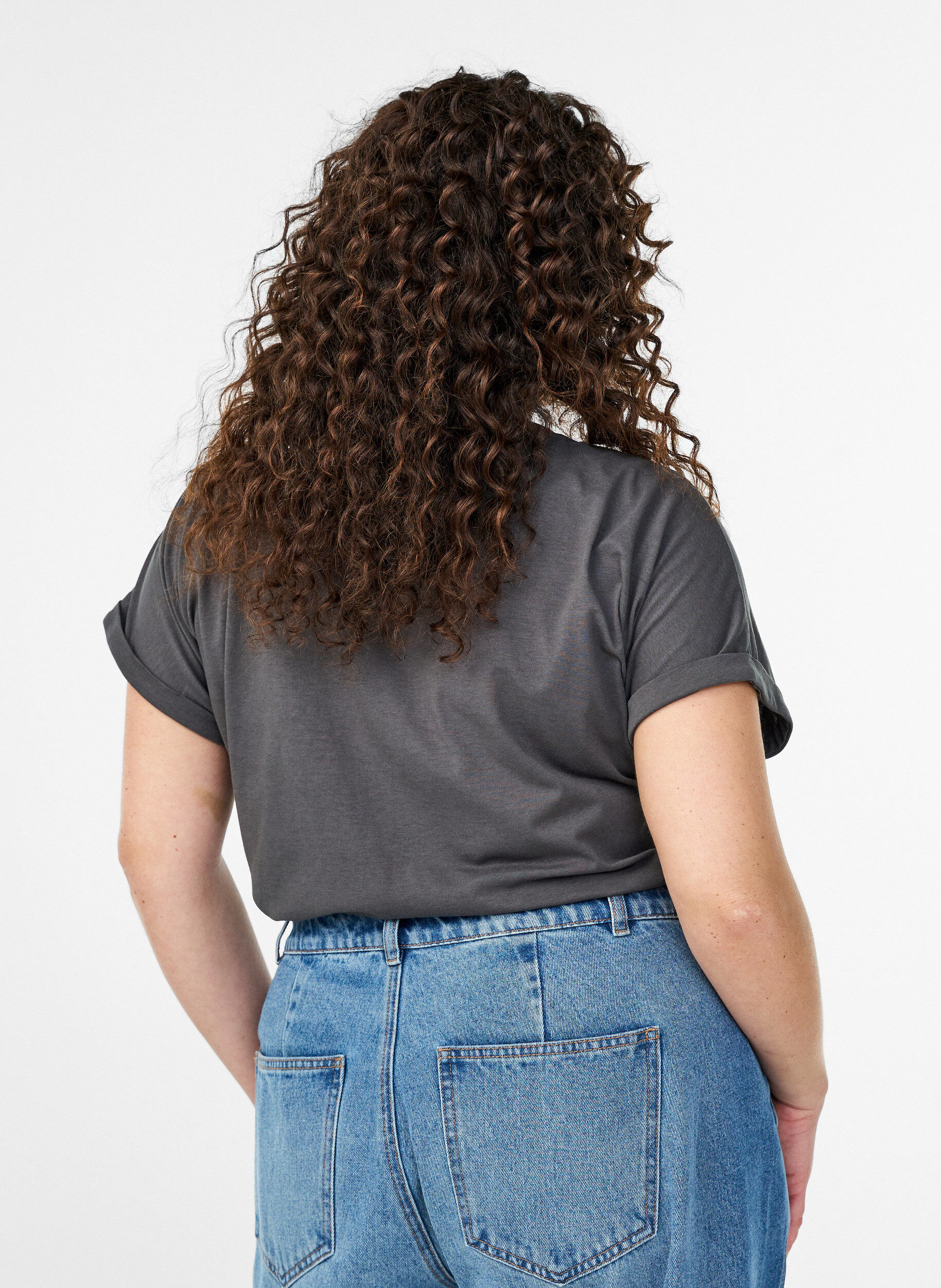 Zizzifashion Short sleeved cotton blend t-shirt, Dark Grey, Model image number 2