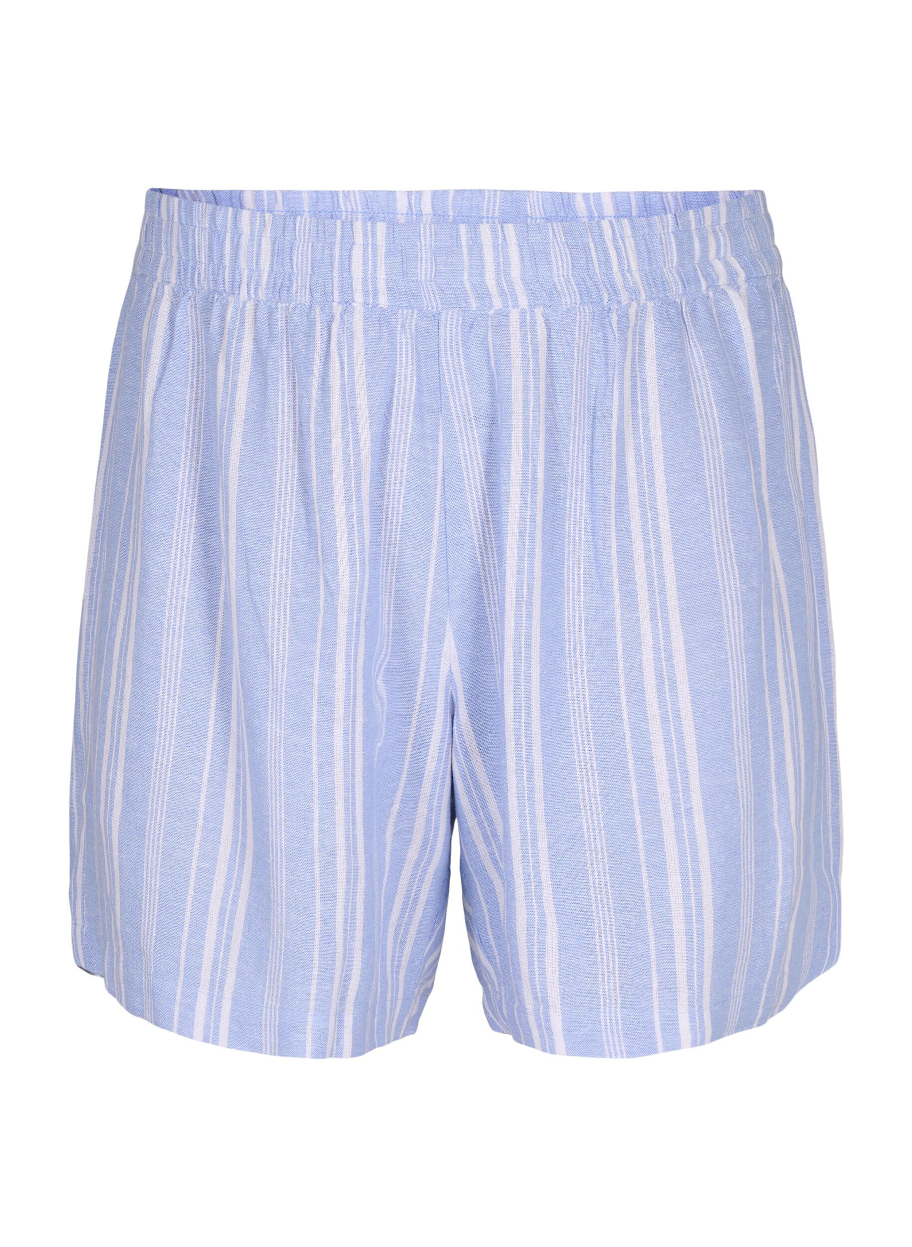 Zizzifashion Striped shorts in a linen-viscose blend, Light Blue, Packshot image number 0