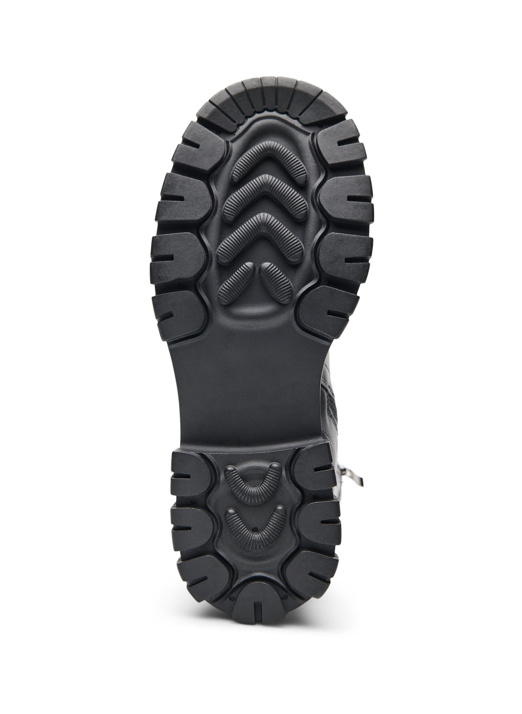 Zizzifashion Chunky ankle boot with patent detail, Black, Packshot image number 5