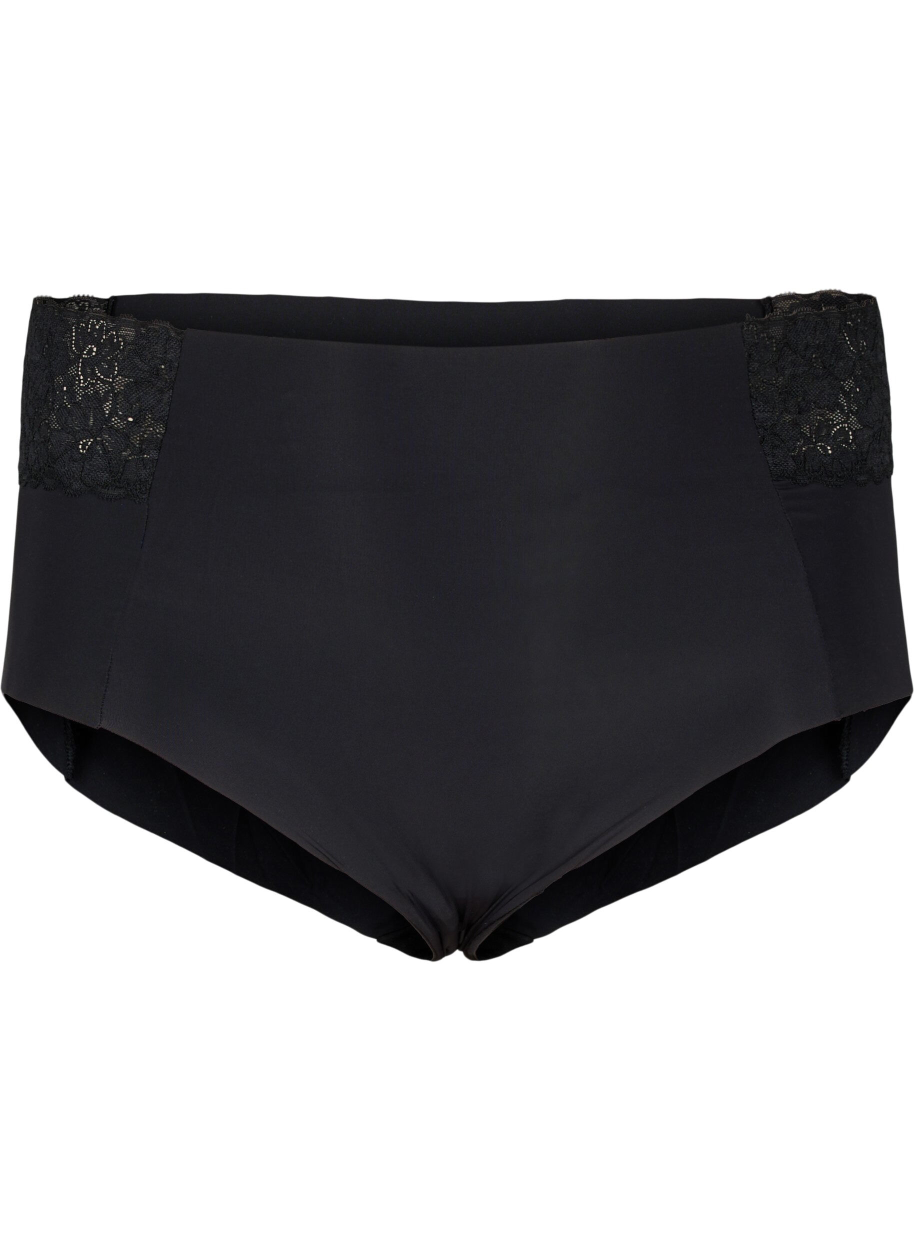 Zizzifashion 2-pack panties with lace and regular waist, Black, Packshot image number 2