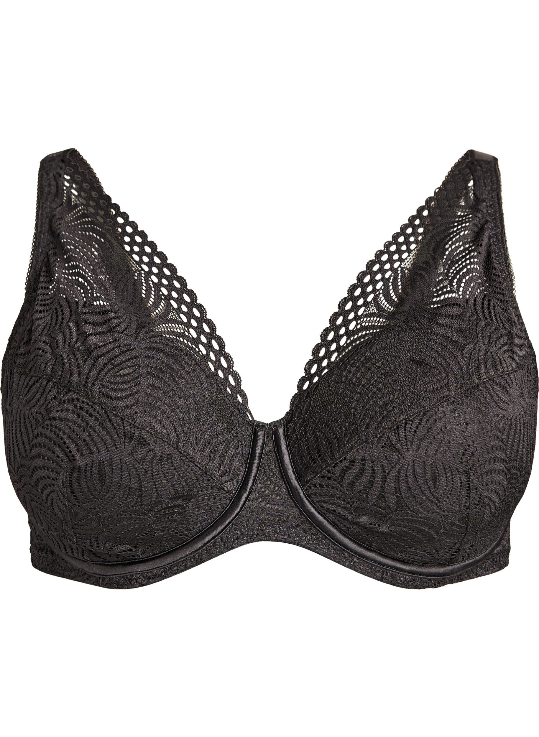 Zizzifashion Lace bra with padded cups, Black, Packshot image number 0