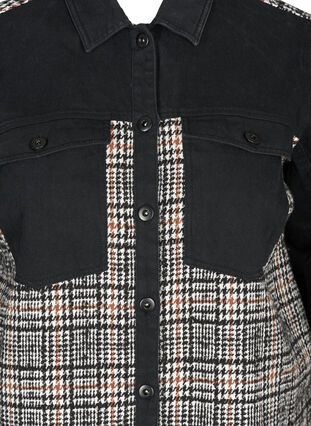 Denim jacket with check, Black, Packshot image number 2