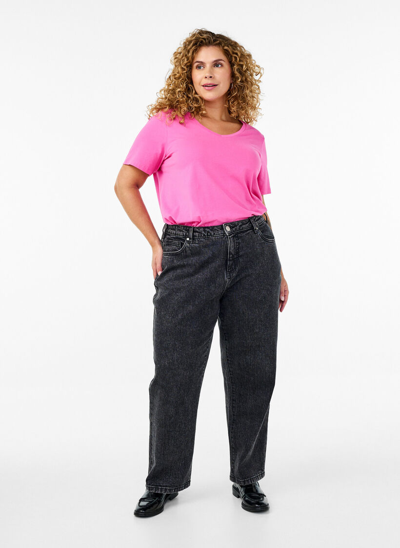 Basic plain cotton t-shirt, Pink, Model image number 1