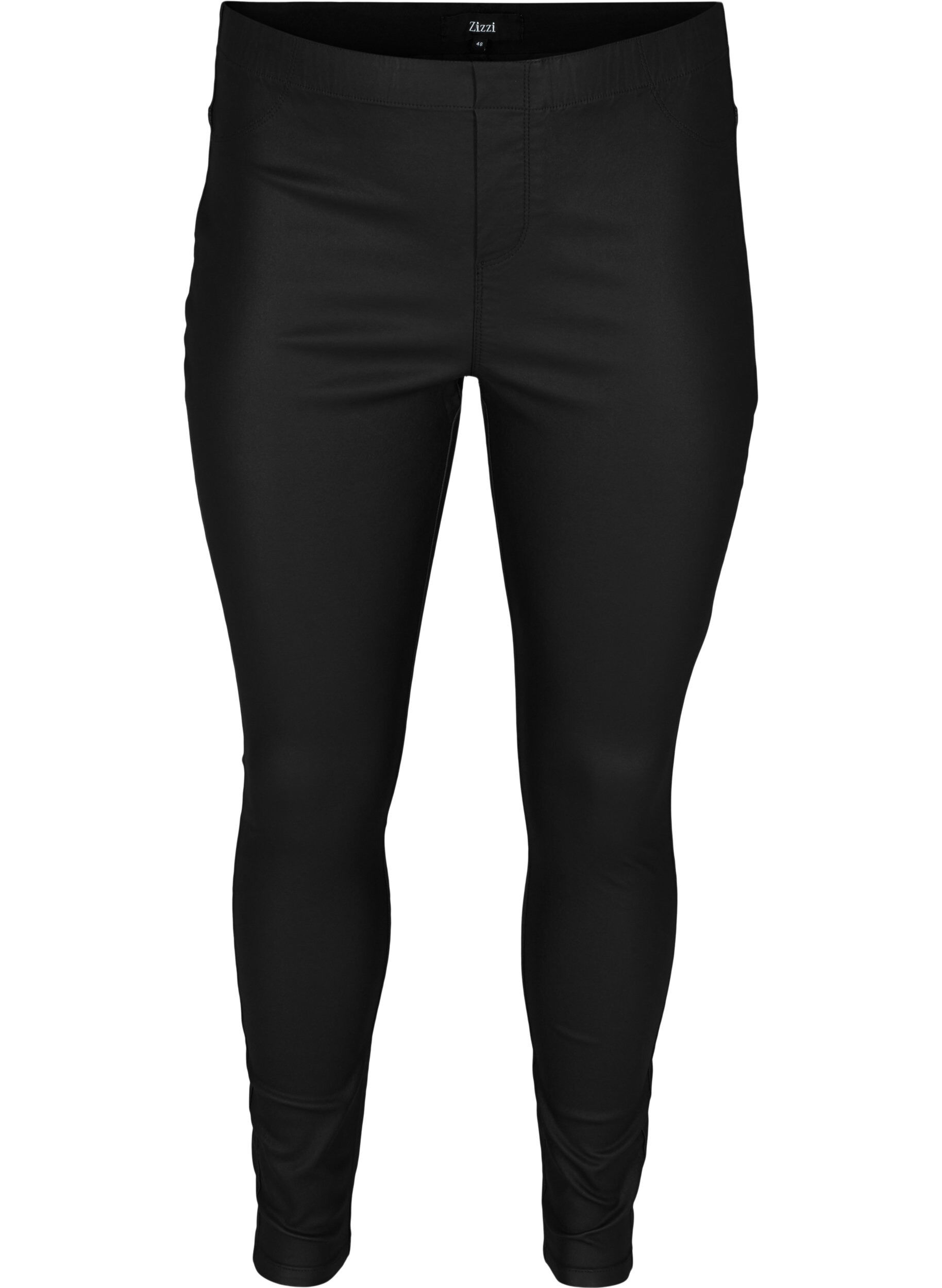 Zizzifashion Coated, viscose blend legging, Black, Packshot image number 0