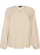Viscose blouse with V-neck and rounded hem, Beige, Packshot image number 0