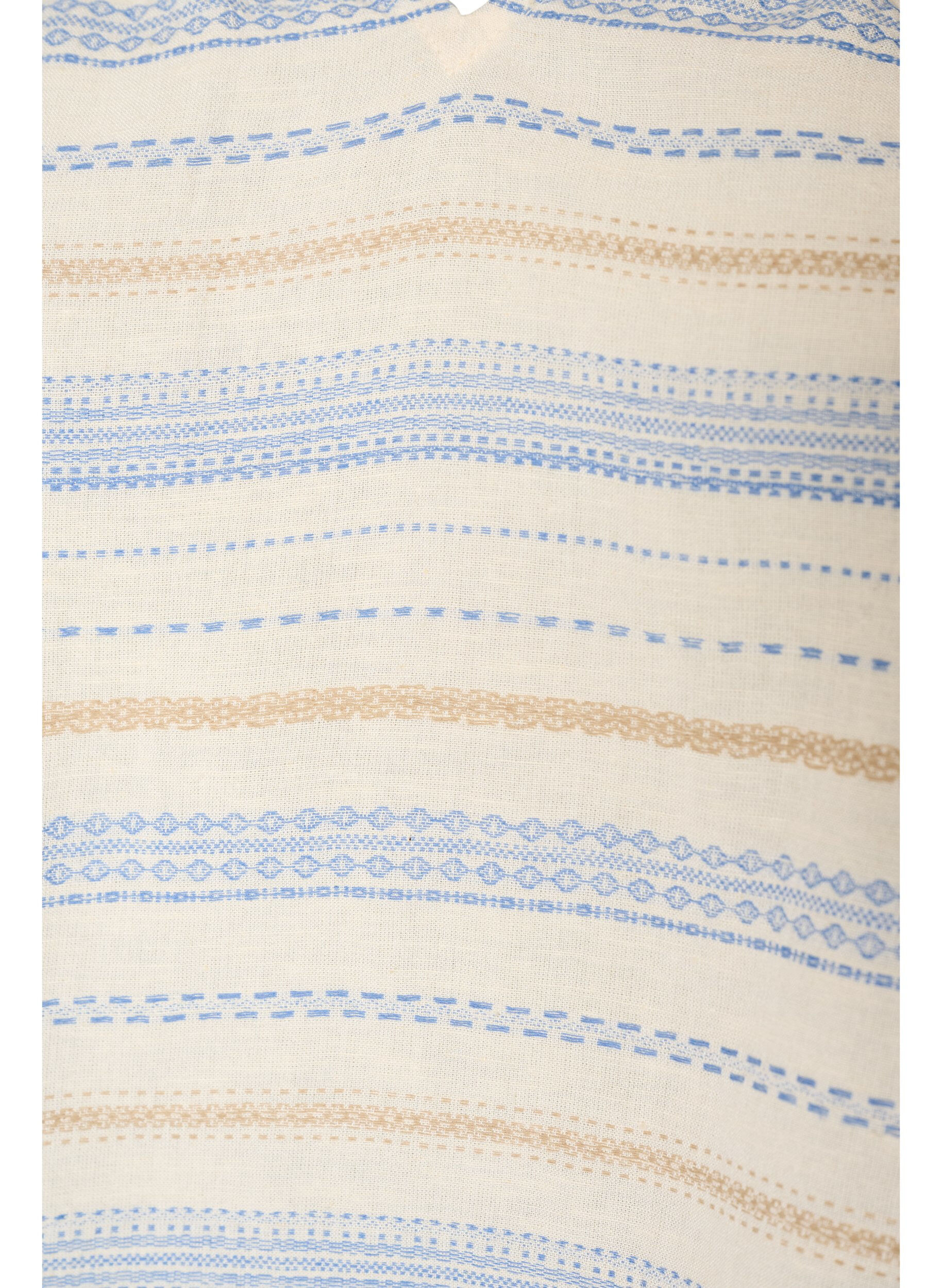 Zizzifashion Sleeveless blouse with ruffles and patterned stripes, Vanilla, Packshot image number 2