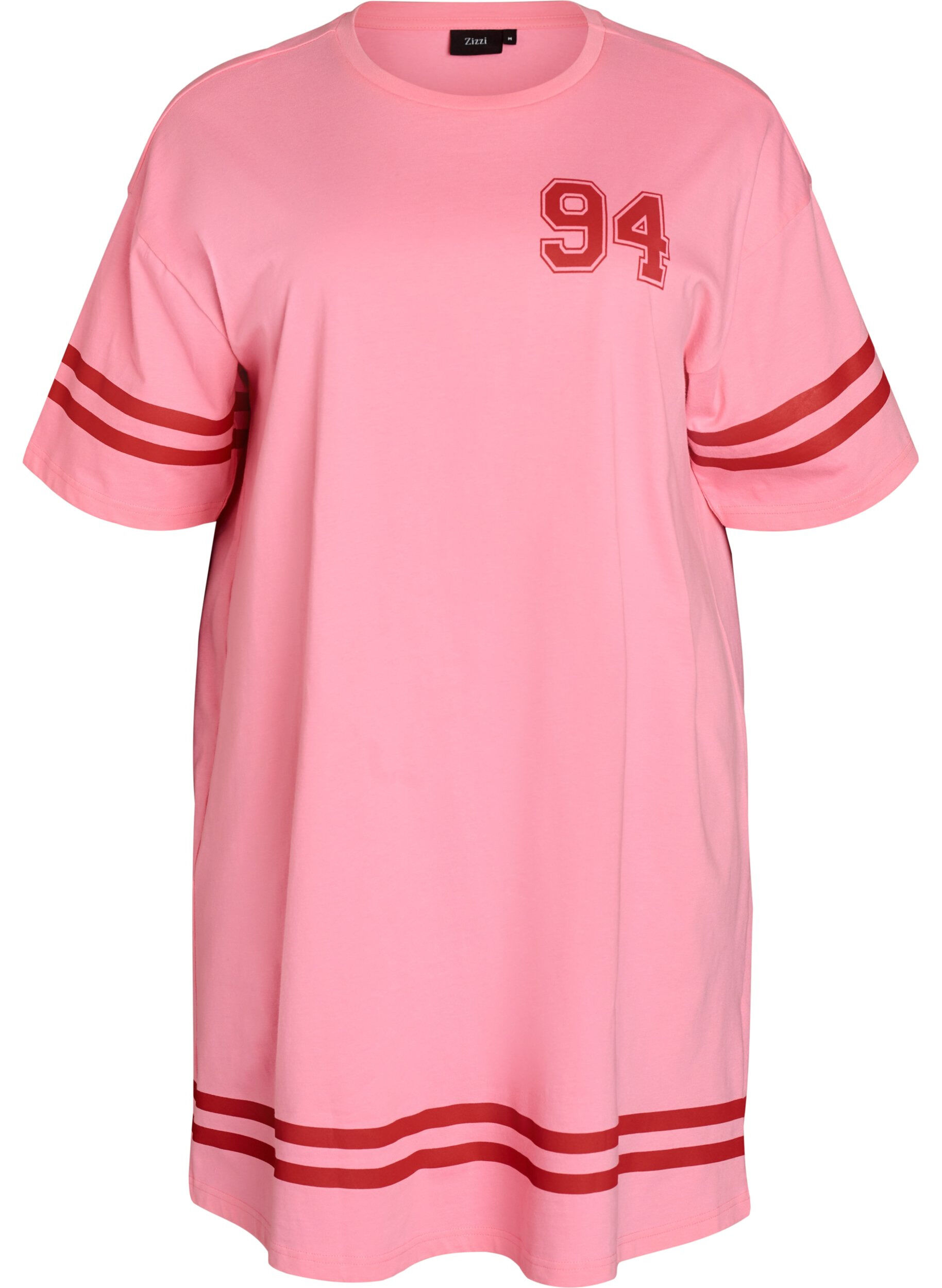 ZizzifashionShort T-shirt dress with sporty details, Pink, Packshot image number 0