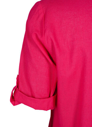 Short-sleeved cotton blend tunic with linen, Bright Rose, Packshot image number 3