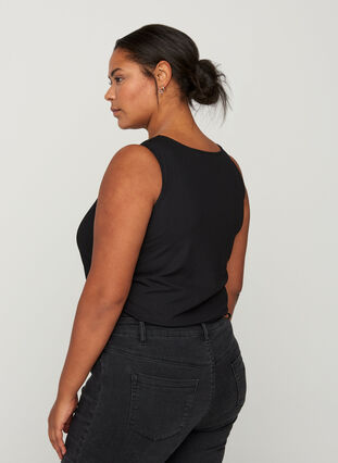Close-fitting top with a lace trim, Black, Model image number 1