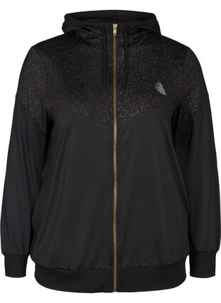 Sports cardigan with a zip and hood, Black, Packshot image number 0