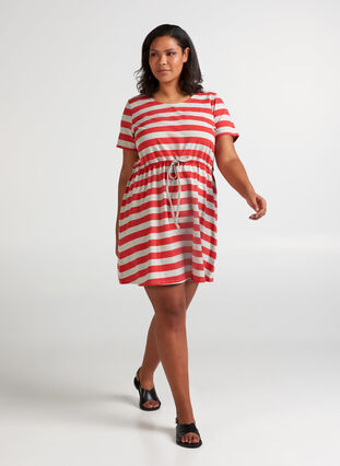 Short dress, LGM W. Red Stripe, Model image number 2