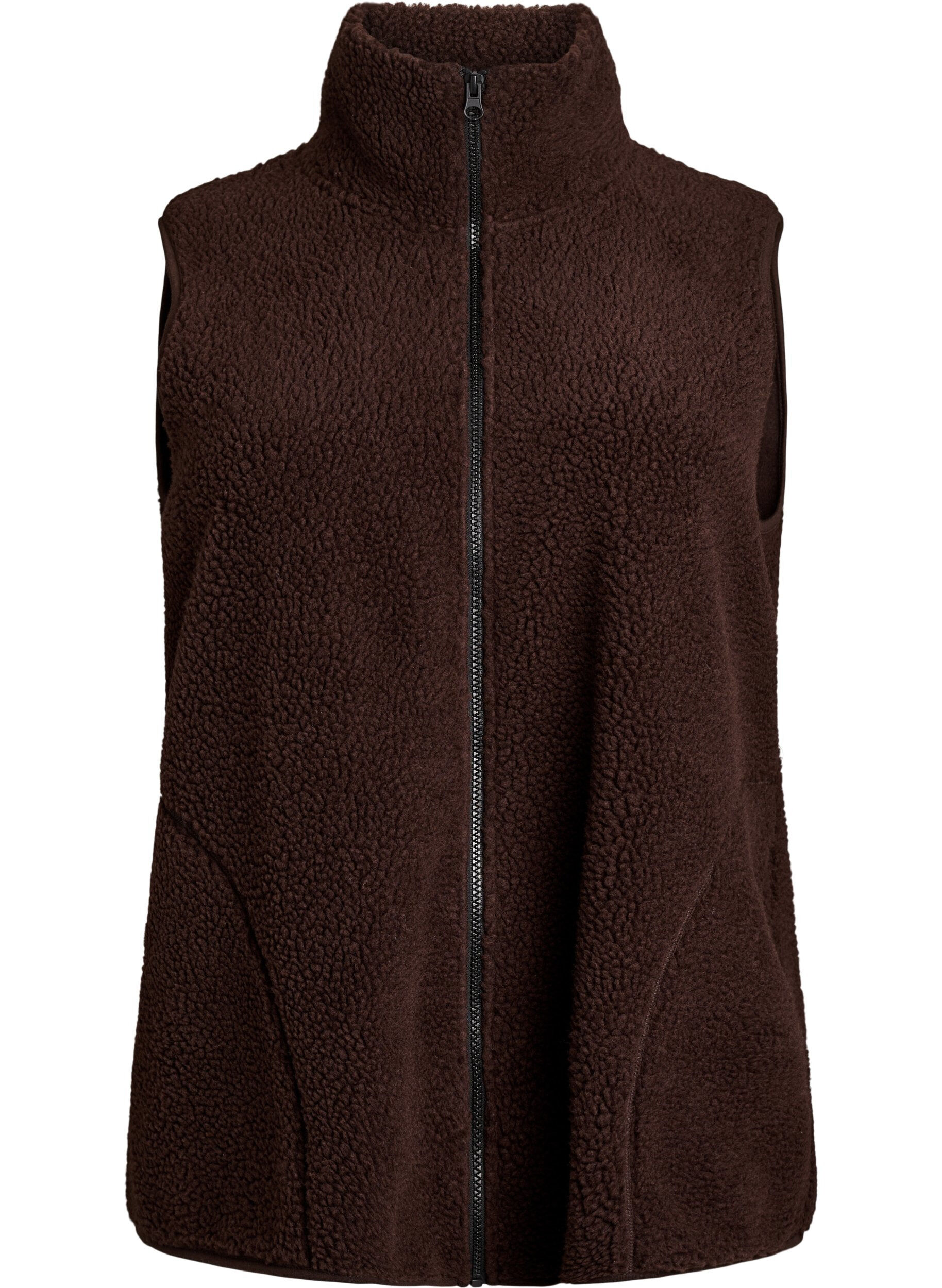 Teddy fleece gilet with zipper and pockets