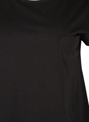 Organic cotton t-shirt with breast pocket, Black, Packshot image number 2