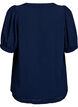 Blouse with short puff sleeves and dotted texture, Navy Blazer, Packshot image number 1