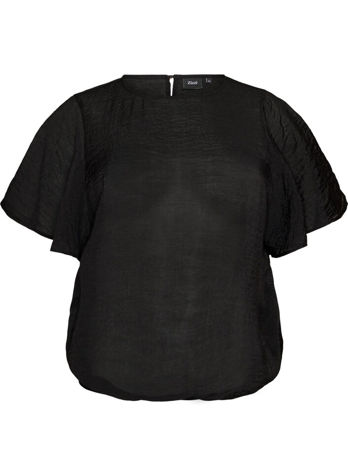 Blouse with balloon shape and wing sleeves, Black, Packshot image number 0
