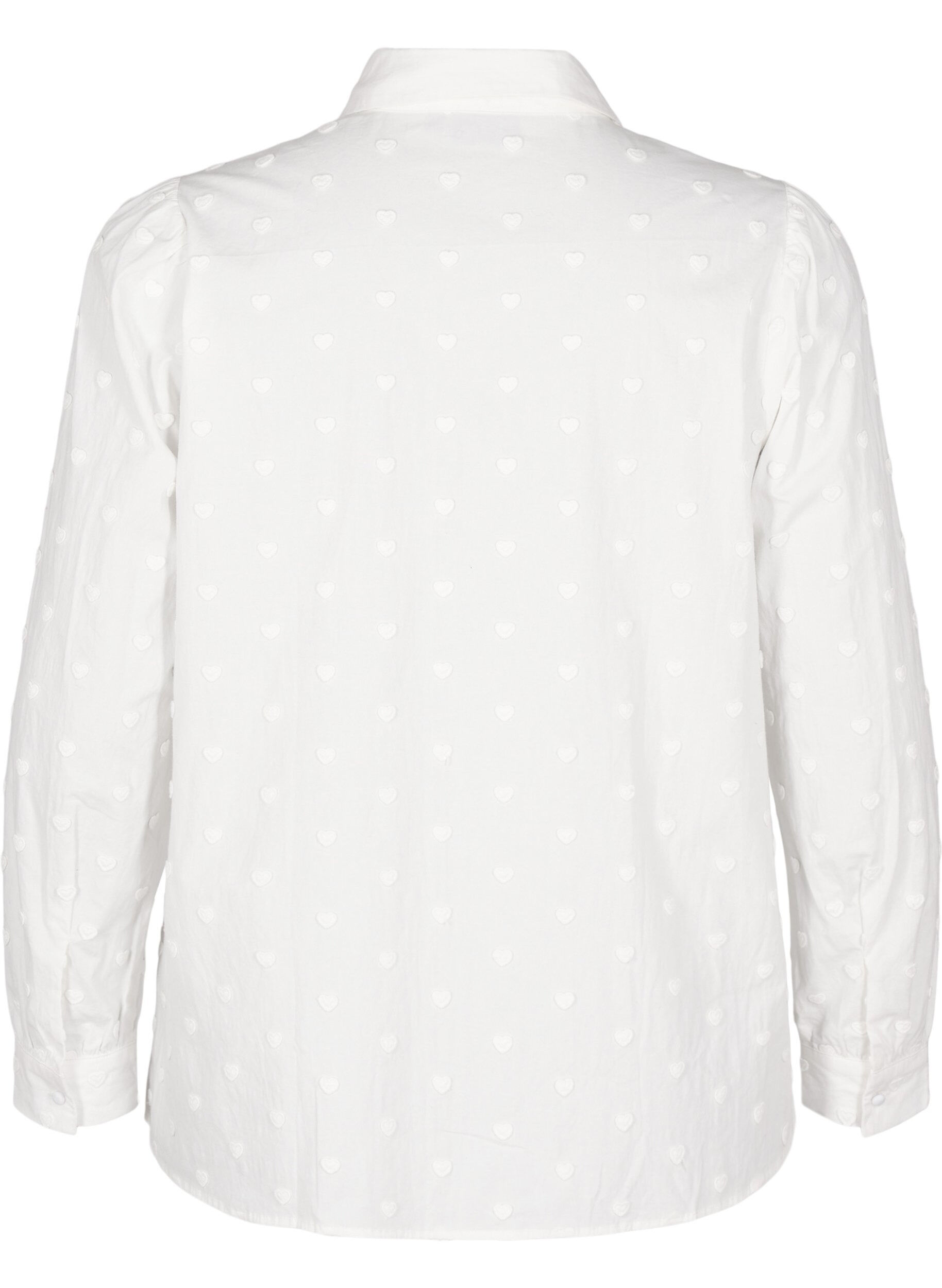 Zizzifashion Shirt with collar and sewn-on hearts, White, Packshot image number 1