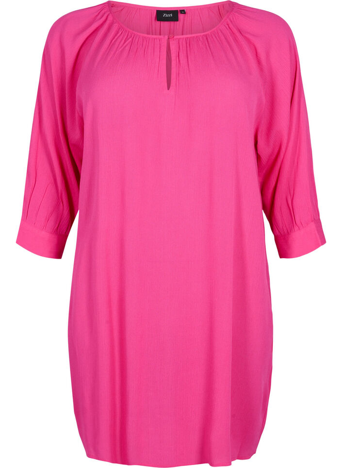 Viscose tunic with 3/4 sleeves, Pink, Packshot image number 0