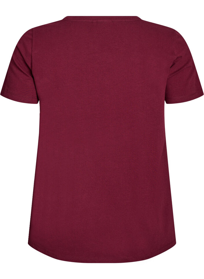 Basic plain cotton t-shirt, Dark Bordeaux, Packshot image number 1