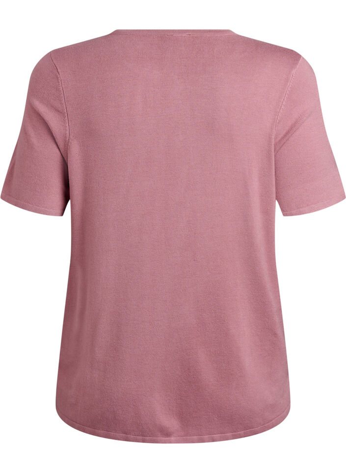 Short-sleeved knit cardigan in viscose, Rose, Packshot image number 1