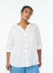 Cotton shirt blouse with V-neck, White, Model image number 0