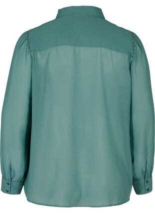 Long-sleeved shirt with studs, Sea Pine, Packshot image number 1