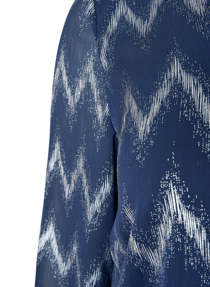 Printed blouse with v-neckline, Blue, Packshot image number 3