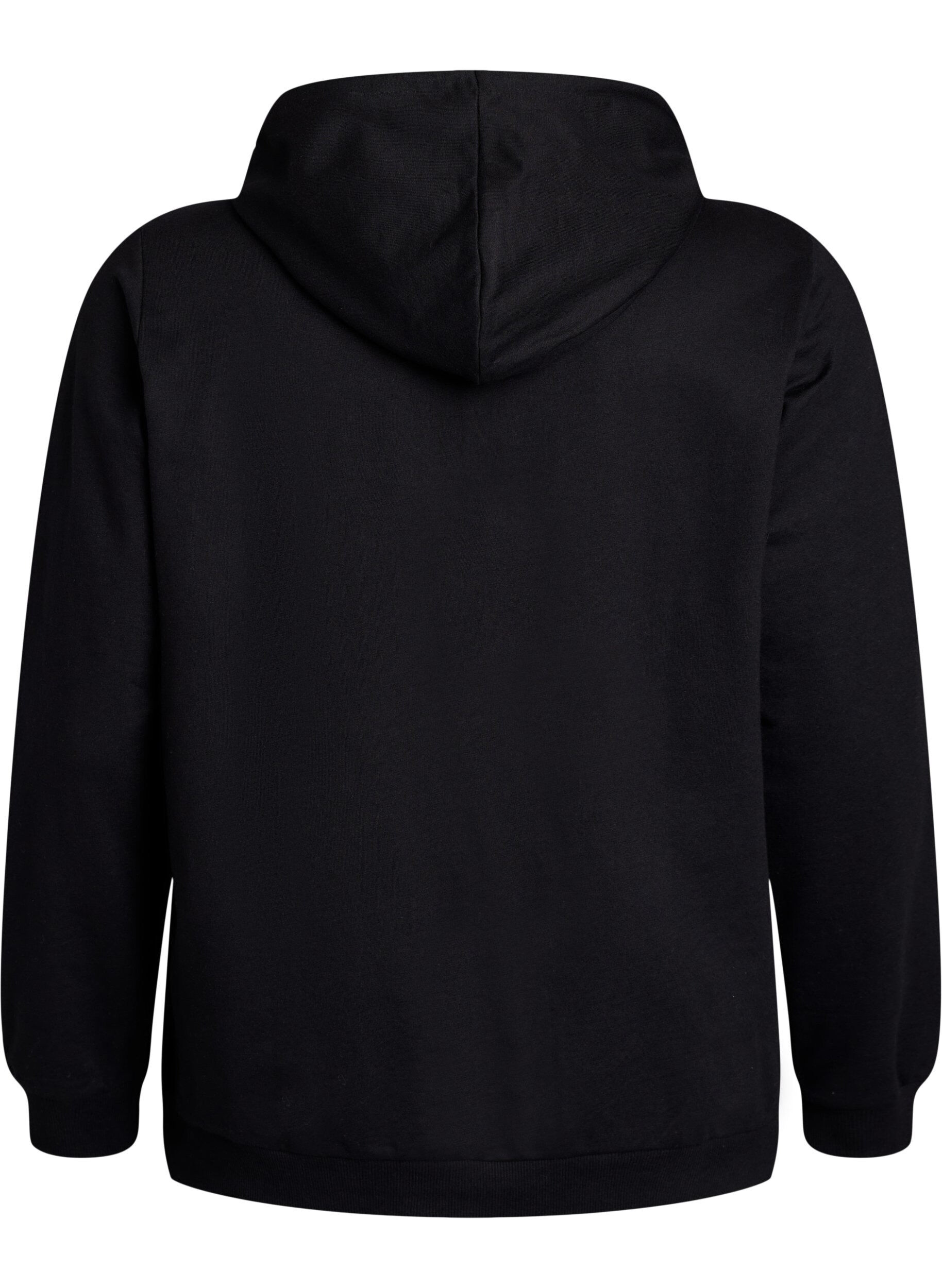ZizzifashionSweatshirt with hood and print, Black, Packshot image number 1
