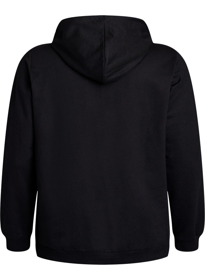 Sweatshirt with hood and print, Black, Packshot image number 1