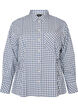 Loose checked shirt with a tie-belt, Blue, Packshot image number 0