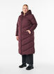 Long puffer coat with hood and pockets, Dark Bordeaux, Model image number 0