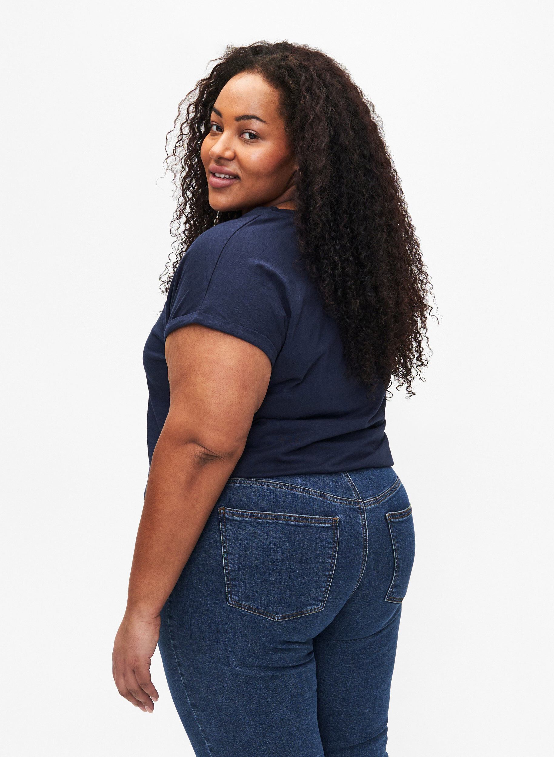 Zizzifashion Printed T-shirt in organic cotton, N.Sky w. White Print, Model image number 1