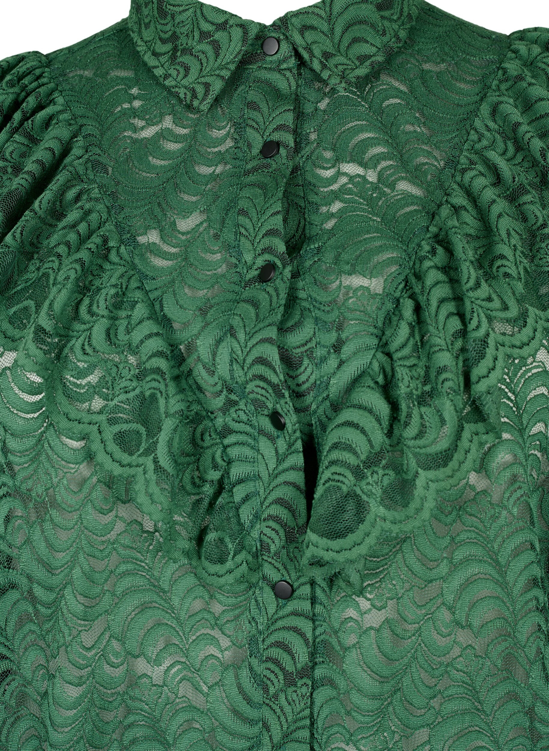 Zizzifashion Lace shirt dress with frills, Hunter Green, Packshot image number 2
