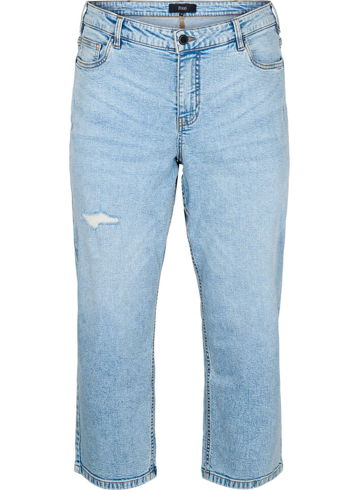 Cropped Vera jeans with distress detail, Light Blue, Packshot image number 0