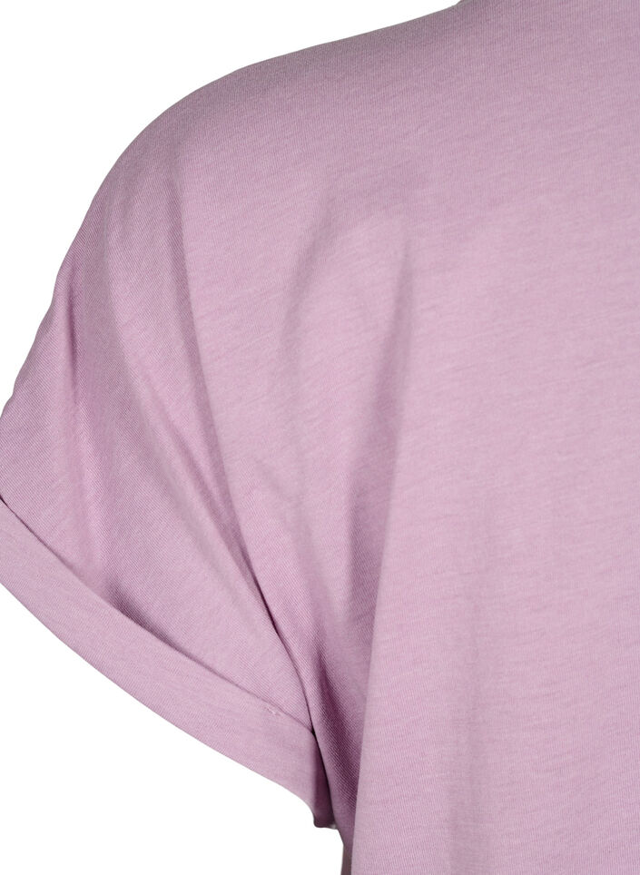 Short-sleeved t-shirt in a cotton blend, Purple, Packshot image number 3