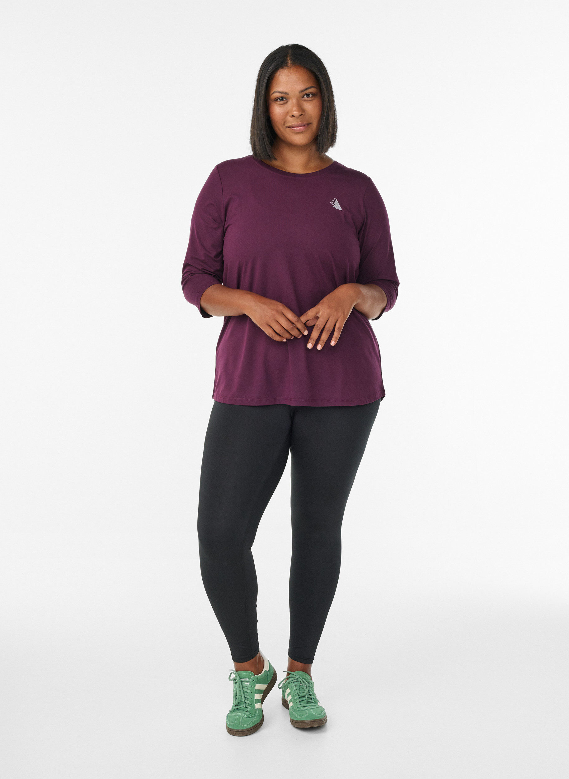 Zizzifashion Workout top with 3/4 sleeves, Purple, Model image number 1