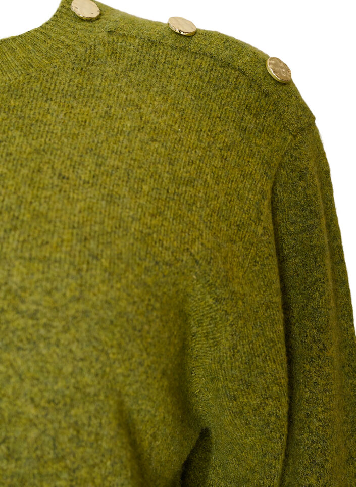 Knit blouse with button detail, Green, Packshot image number 2