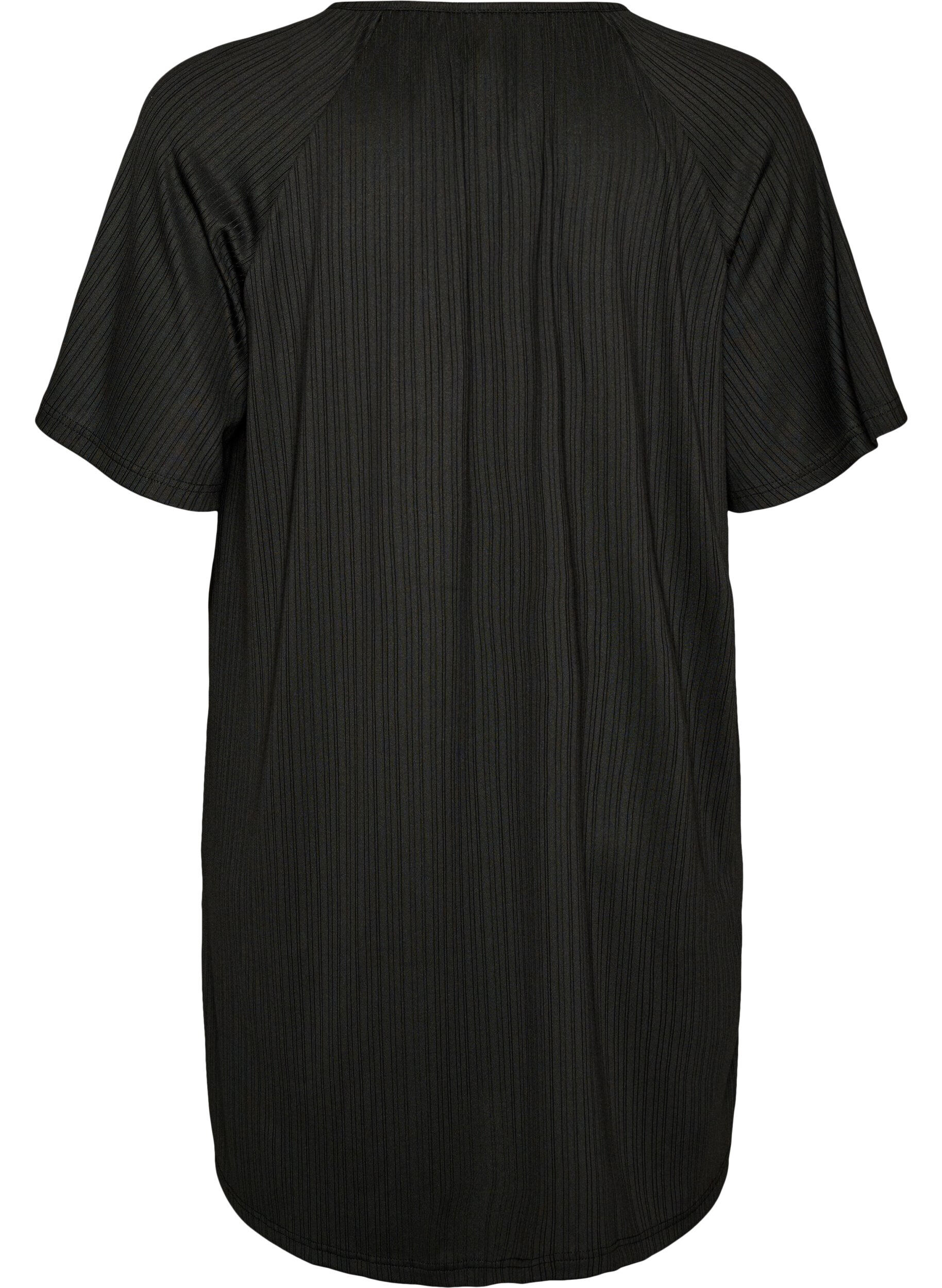 Zizzifashion Jersey tunic with textured stripes, Black, Packshot image number 1